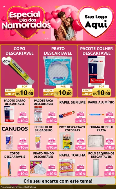 Modelo de Encarte para Encarte Grande com o tema Especial Dia dos Namorados para Embalagens