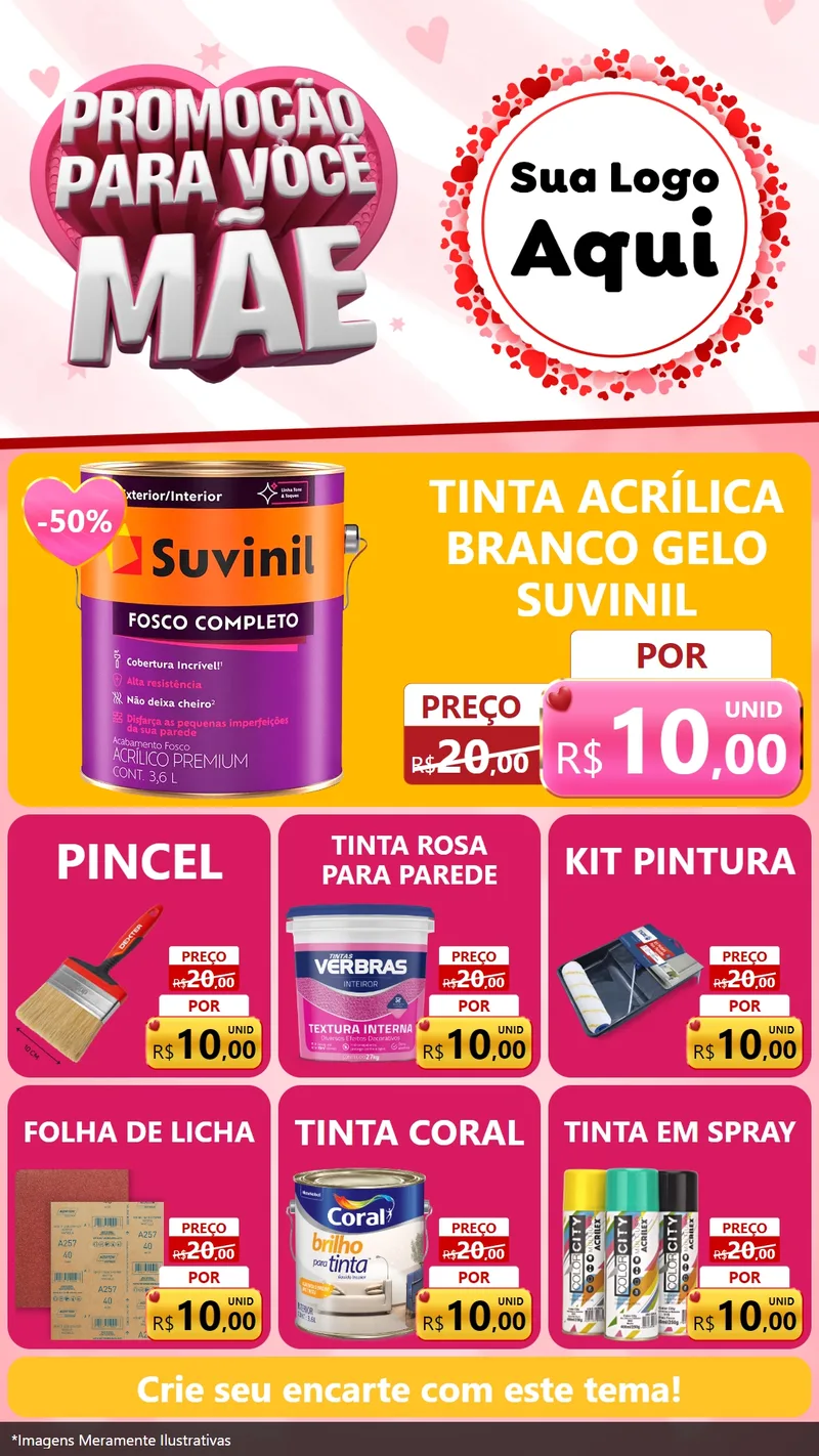 Modelo de Rede Social para Stories com o tema Promoção Para Você Mãe para Tintas e Ferramentas