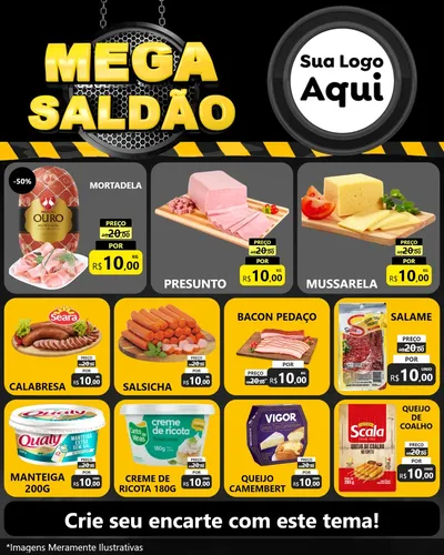 Modelo de Rede Social para Feed Instagram com o tema Mega Saldão para Frios e Laticínios