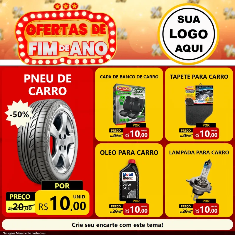 Modelo de Rede Social para Feed Facebook com o tema Ofertas de Fim de Ano para Auto peças