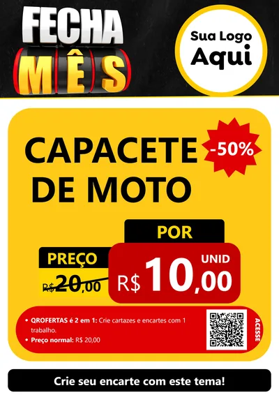 Modelo de Cartaz para Cartaz A4 Vertical com o tema Fecha Mês para Moto peças