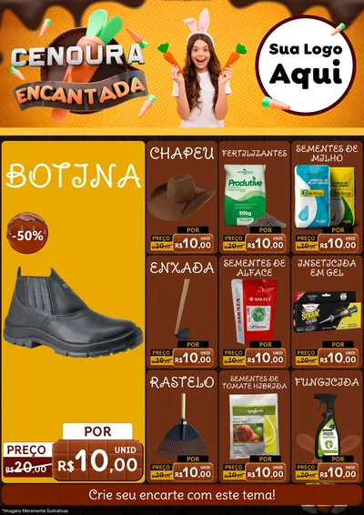 Modelo de Encarte para Encarte A4 Vertical com o tema Cenoura Encantada - Páscoa para Agropecuária