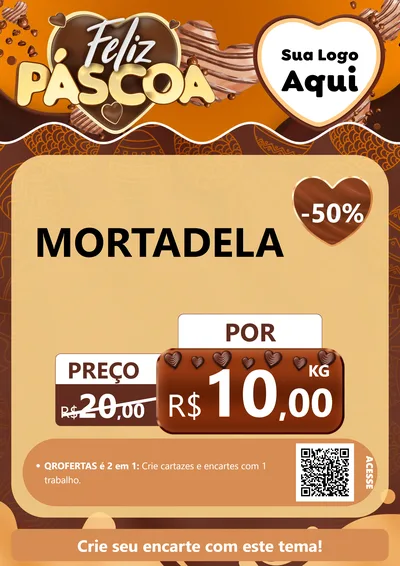 Modelo de Cartaz para Cartaz A4 Vertical com o tema Feliz Páscoa para Frios e Laticínios