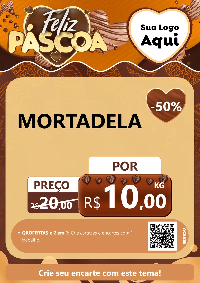 Modelo de Cartaz para Cartaz A4 Vertical com o tema Feliz Páscoa para Frios e Laticínios
