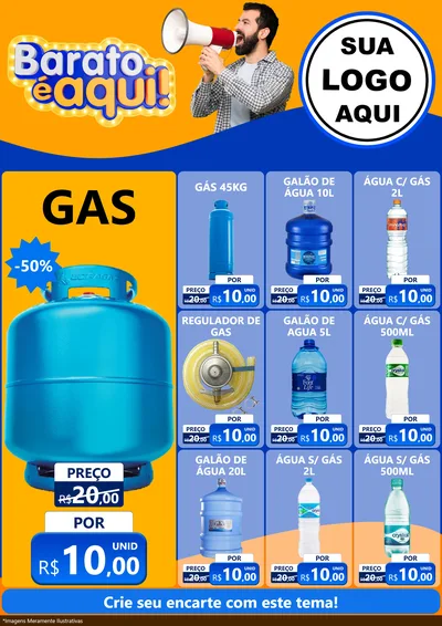 Modelo de Encarte para Encarte A4 Vertical com o tema Barato é aqui para Água e gás