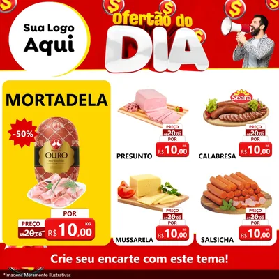 Modelo de Rede Social para Feed Facebook com o tema Ofertão do dia para Frios e Laticínios