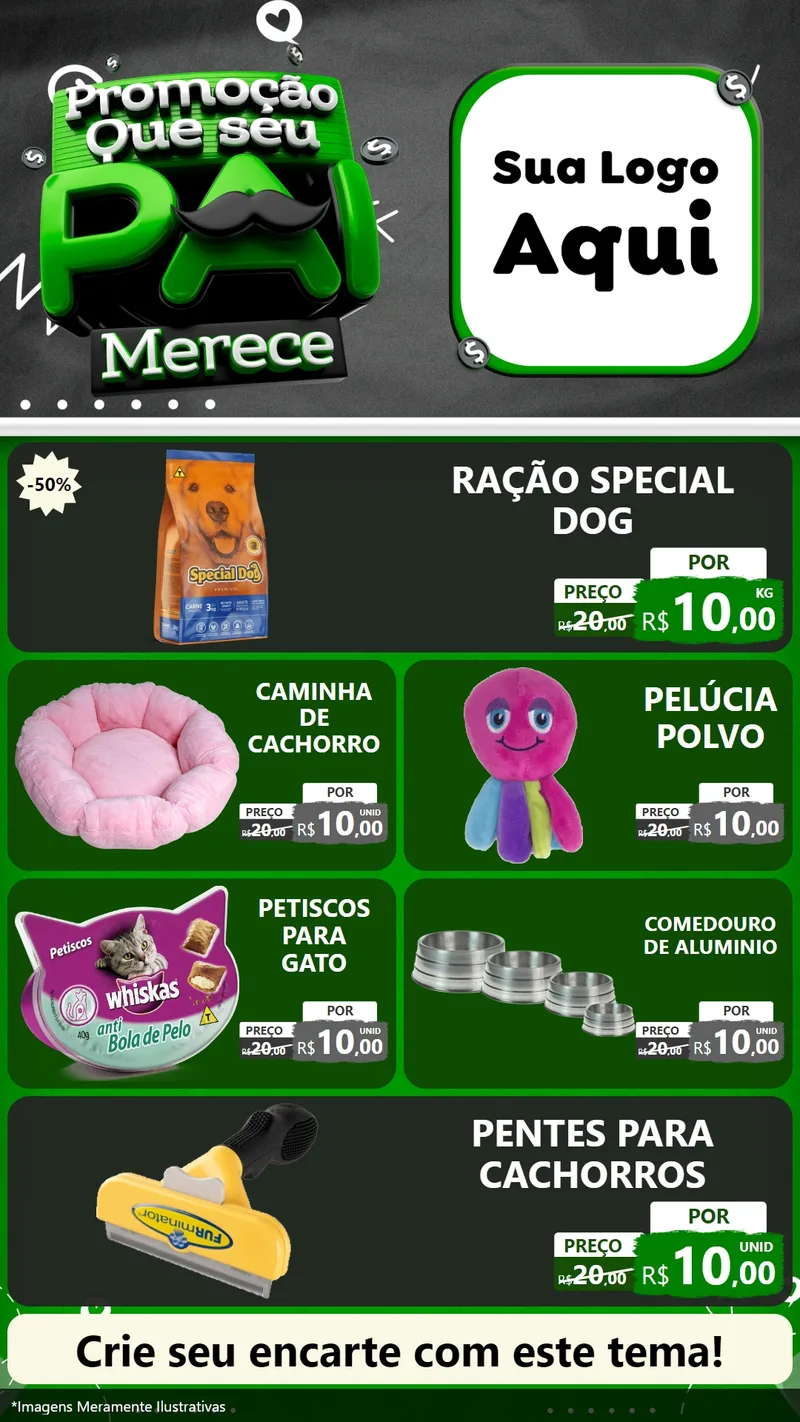 Modelo de TV para TV Vertical com o tema Promoção Que seu Pai Merece para Pet Shop