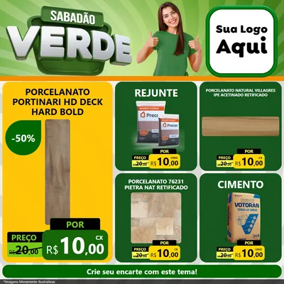 Modelo de Rede Social para Feed Facebook com o tema Sabadão Verde para Pisos e revestimentos