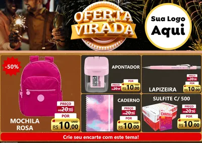 Modelo de Encarte para Encarte A4 Horizontal com o tema Oferta da Virada para Papelaria