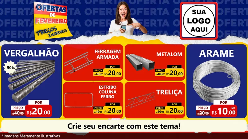 Modelo de TV para TV Horizontal com o tema Ofertas de Fevereiro - Preços Incríveis para Ferragens