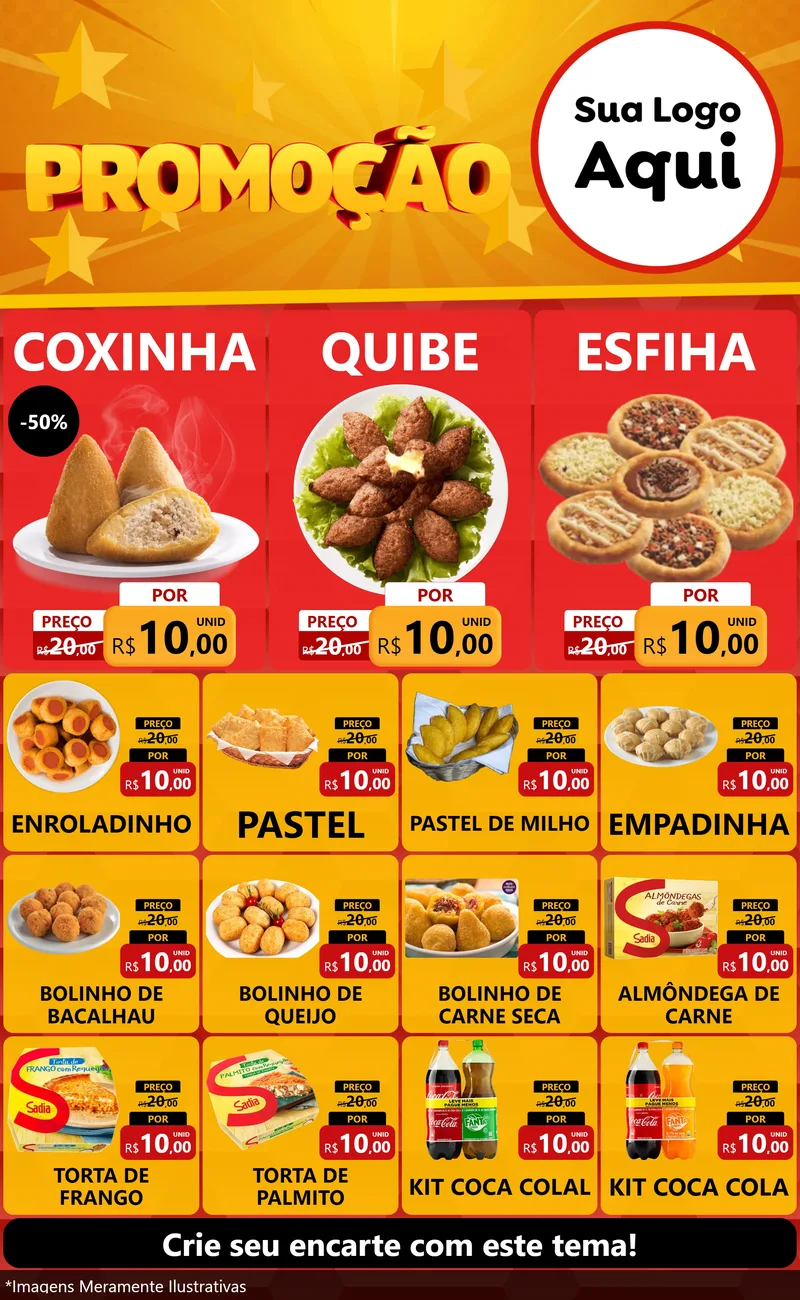 Modelo de Encarte para Encarte Grande com o tema Promoção para Salgadaria