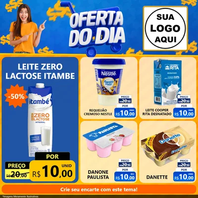Modelo de Rede Social para Feed Facebook com o tema Oferta do Dia para Frios e Laticínios