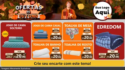 Modelo de TV para TV Horizontal com o tema Ofertas de Outono para Cama, Mesa e Banho