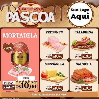 Modelo de Rede Social para Feed Facebook com o tema Ofertas de Páscoa para Frios e Laticínios