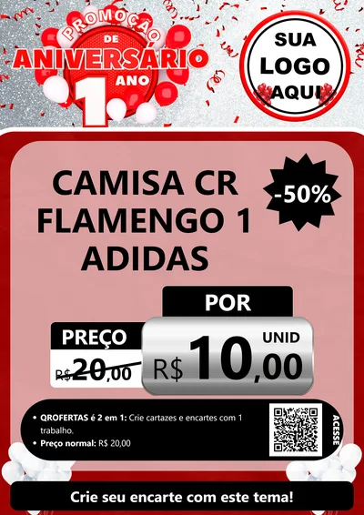 Modelo de Cartaz para Cartaz A4 Vertical com o tema Promoção de Aniversário - 1 Ano para Roupas e acessórios
