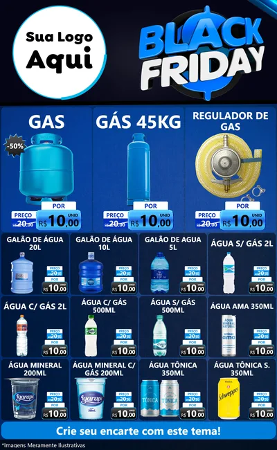 Modelo de Encarte para Encarte Grande com o tema Black Friday para Água e gás