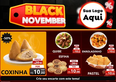 Modelo de Encarte para Encarte A4 Horizontal com o tema Black November para Salgadaria