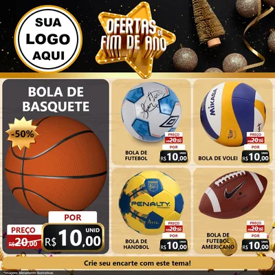 Modelo de Rede Social para Feed Facebook com o tema Ofertas de Fim de Ano para Artigos Esportivos