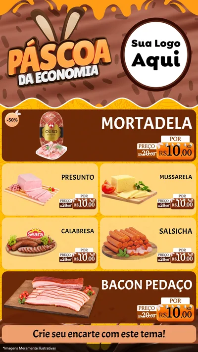 Modelo de TV para TV Vertical com o tema Páscoa da Economia para Frios e Laticínios