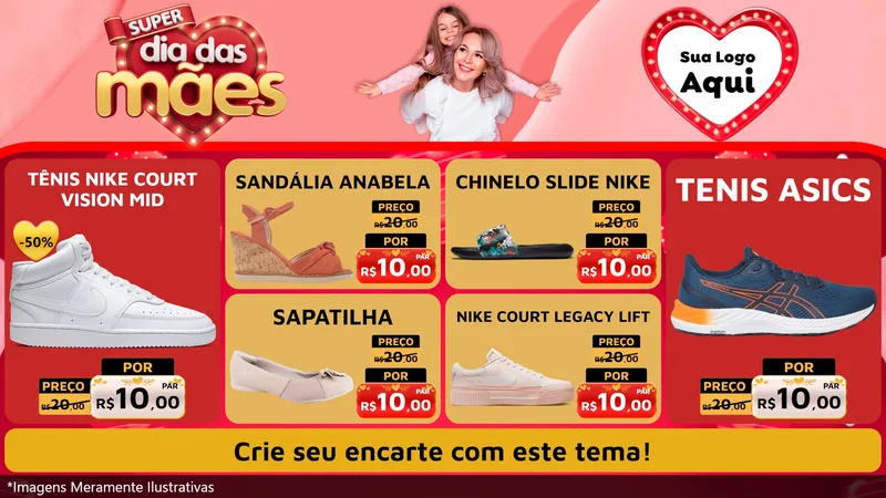 Modelo de TV para TV Horizontal com o tema Super Dia Das Mães para Calçados