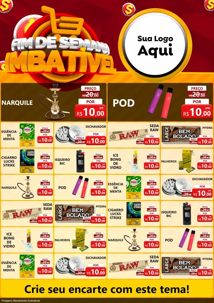 Modelo de Encarte para Encarte A4 Vertical com o tema Fim de Semana Imbatível para Tabacaria
