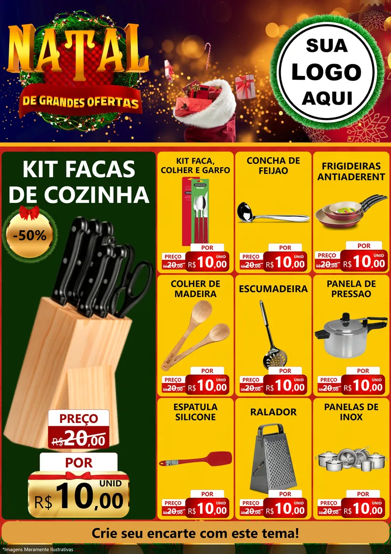 Modelo de Encarte para Encarte A4 Vertical com o tema Natal de Grandes Ofertas para Utilidades Domésticas