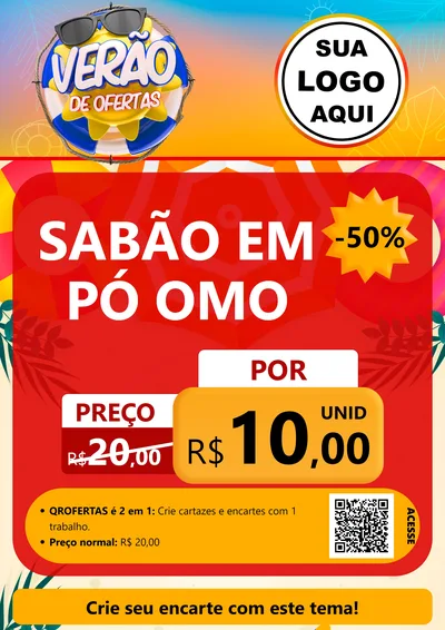 Modelo de Cartaz para Cartaz A4 Vertical com o tema Verão de Ofertas para Produtos de Limpeza