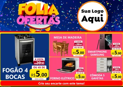 Modelo de Encarte para Encarte A4 Horizontal com o tema Folia de Ofertas para Móveis e Eletro