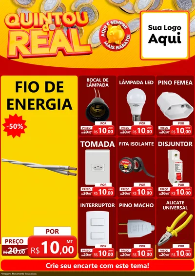 Modelo de Encarte para Encarte A4 Vertical com o tema Quintou do Real para Materiais Elétricos
