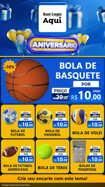Modelo de Rede Social para Stories com o tema Aniversário para Artigos Esportivos