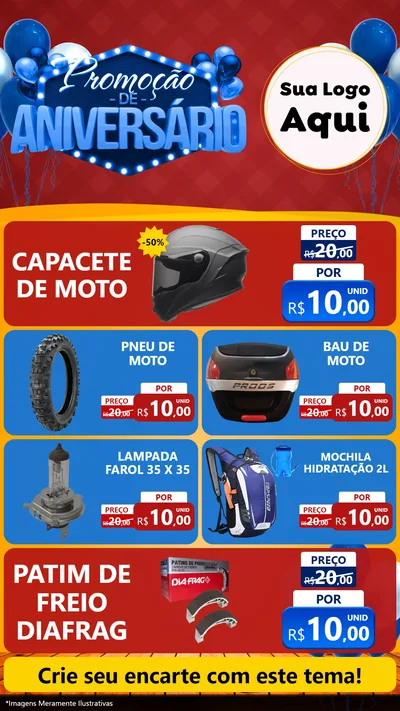 Modelo de TV para TV Vertical com o tema Promoção de Aniversário para Moto peças