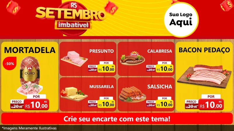 Modelo de TV para TV Horizontal com o tema Setembro Imbatível para Frios e Laticínios