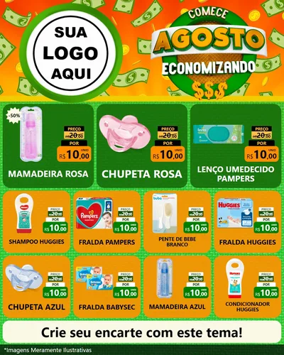 Modelo de Rede Social para Feed Instagram com o tema Comece Agosto Economizando para Bebês