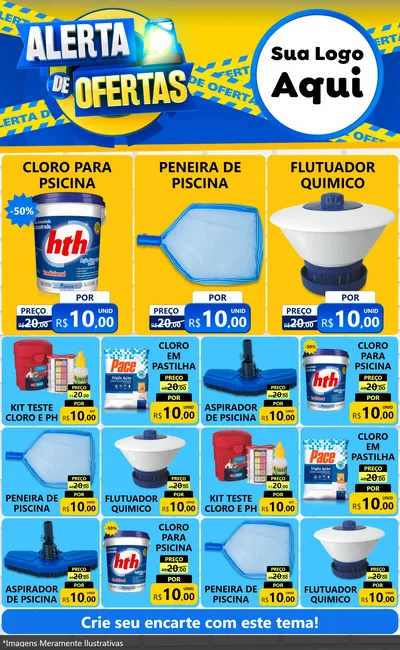 Modelo de Encarte para Encarte Grande com o tema Alerta de Ofertas para Produtos para Piscina