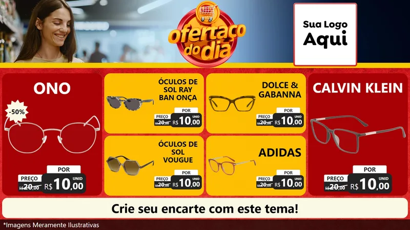 Modelo de TV para TV Horizontal com o tema Ofertaço Do Dia para Óticas