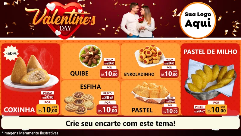 Modelo de TV para TV Horizontal com o tema Valentine's Day para Salgadaria