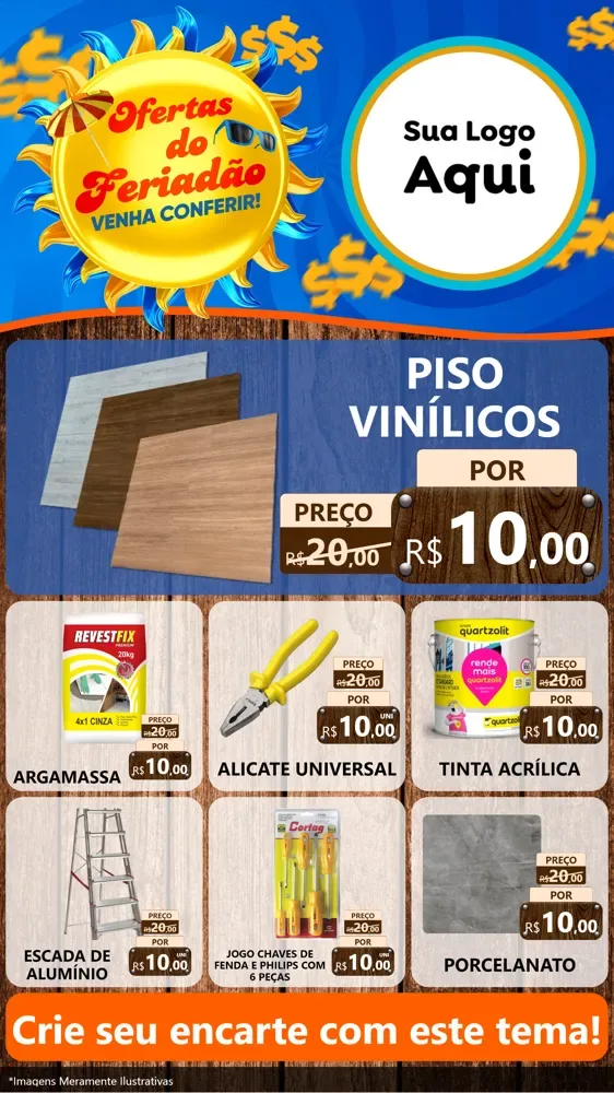 Modelo de Rede Social para Stories com o tema Ofertas do Feriadão para Material para Construção