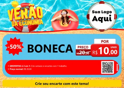 Modelo de Cartaz para Cartaz A4 Horizontal com o tema Verão da Economia para Brinquedos