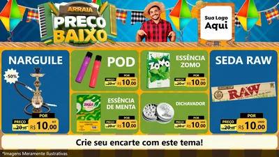 Modelo de TV para TV Horizontal com o tema Arraiá de Preço Baixo - Junina para Tabacaria