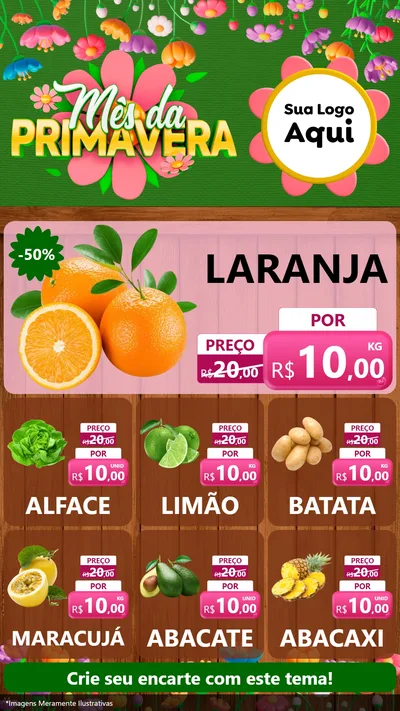 Modelo de Rede Social para Stories com o tema Mês da Primavera para Hortifrúti
