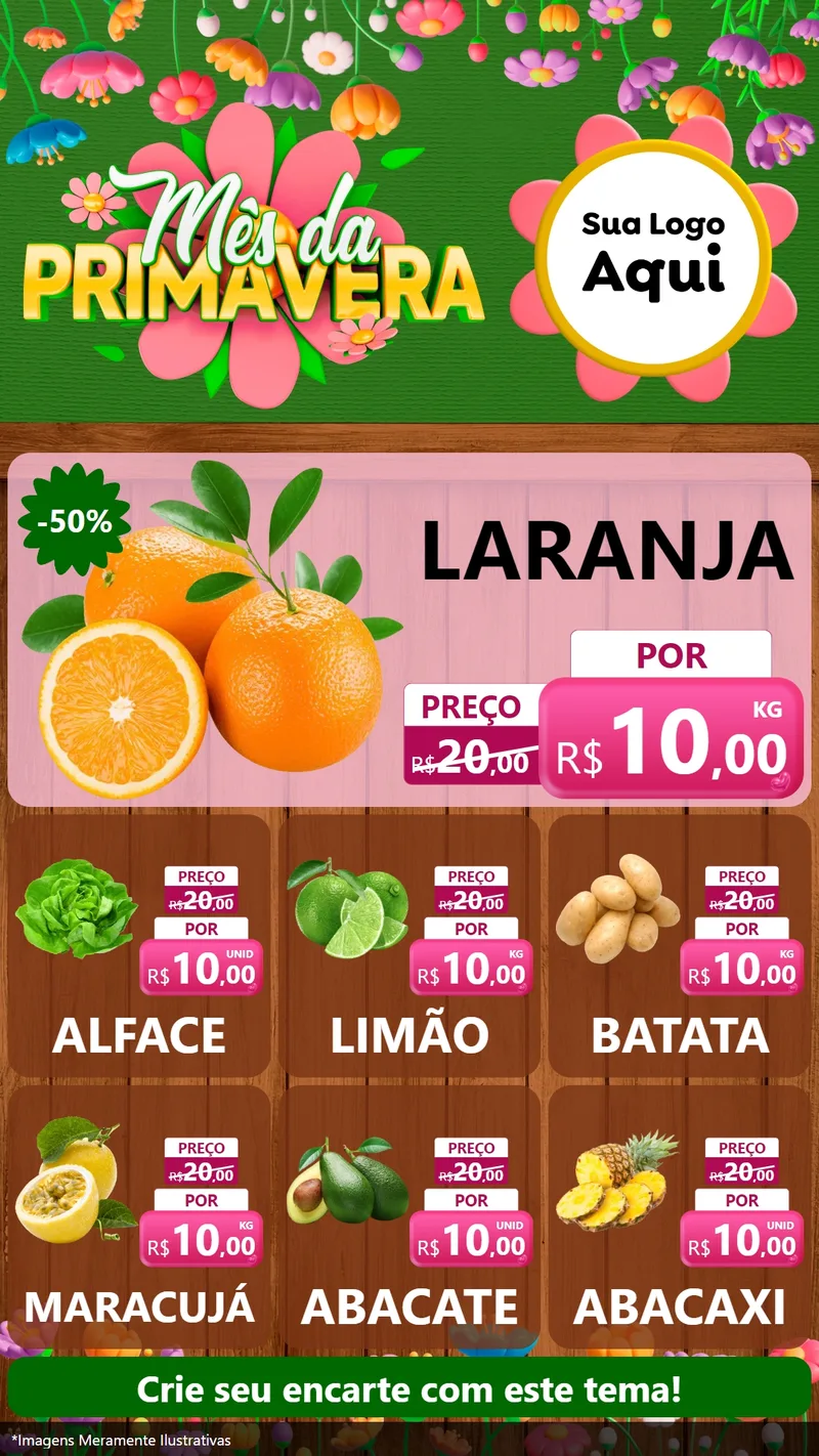 Modelo de Rede Social para Stories com o tema Mês da Primavera para Hortifrúti