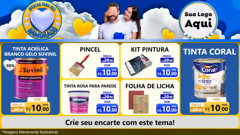 Modelo de TV para TV Horizontal com o tema Ofertas Para Seu Namorado para Tintas e Ferramentas