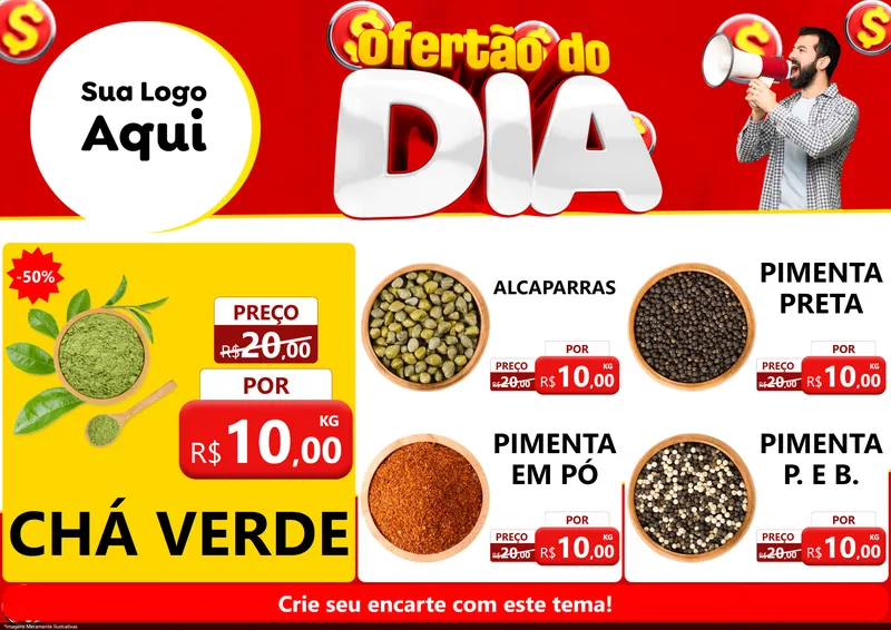 Modelo de Encarte para Encarte A4 Horizontal com o tema Ofertão do dia para Produtos Naturais