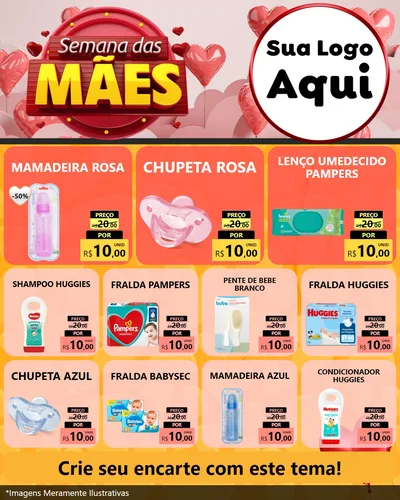 Modelo de Rede Social para Feed Instagram com o tema Semana das Mães para Bebês