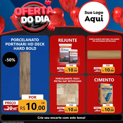 Modelo de Rede Social para Feed Facebook com o tema Oferta do Dia para Pisos e revestimentos