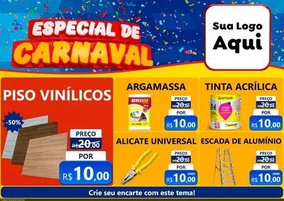 Modelo de Encarte para Encarte A4 Horizontal com o tema Especial de Carnaval para Material para Construção