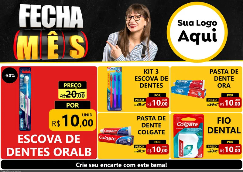 Modelo de Encarte para Encarte A4 Horizontal com o tema Fecha Mês para Higiene Pessoal