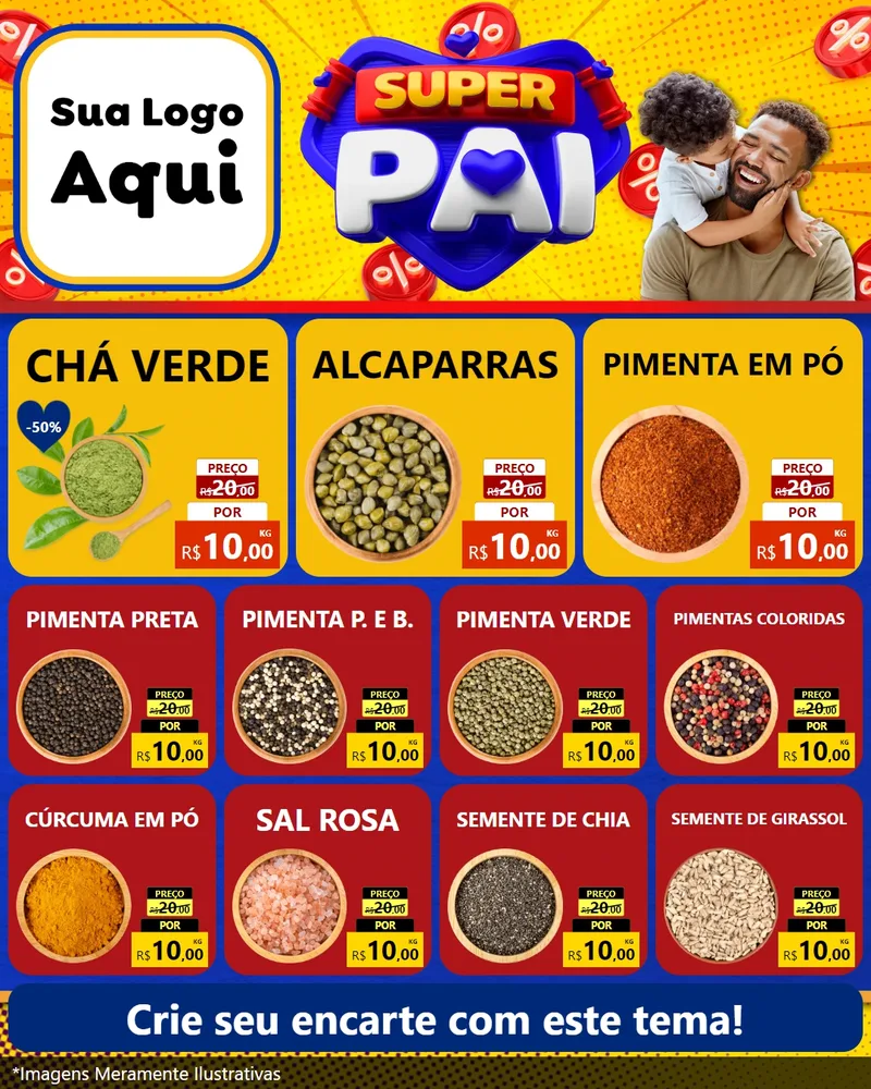 Modelo de Rede Social para Feed Instagram com o tema Super Pai para Produtos Naturais