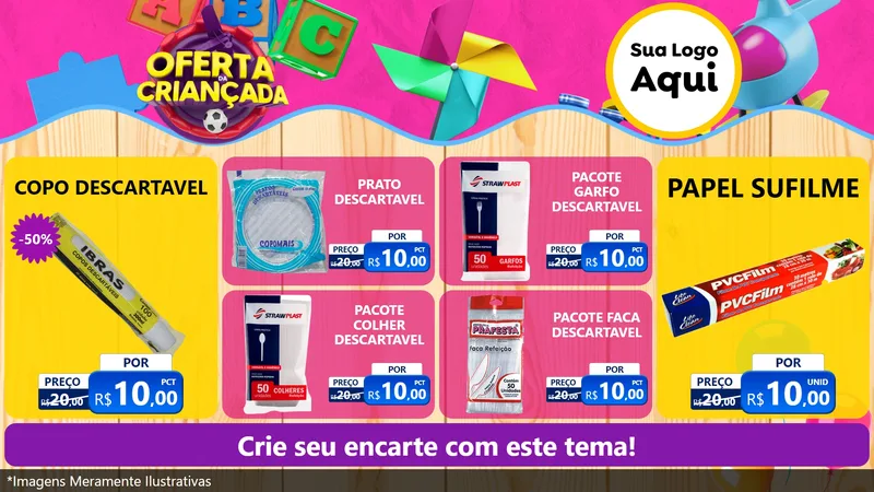 Modelo de TV para TV Horizontal com o tema Oferta da Criançada para Embalagens