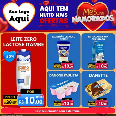 Modelo de Rede Social para Feed Facebook com o tema Mês dos Namorados para Frios e Laticínios